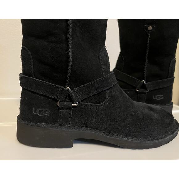 UGG Lined Boots Black Aveline Harness Strap Suede Womens Size US 5/EU 36 1112469 - Picture 2 of 13